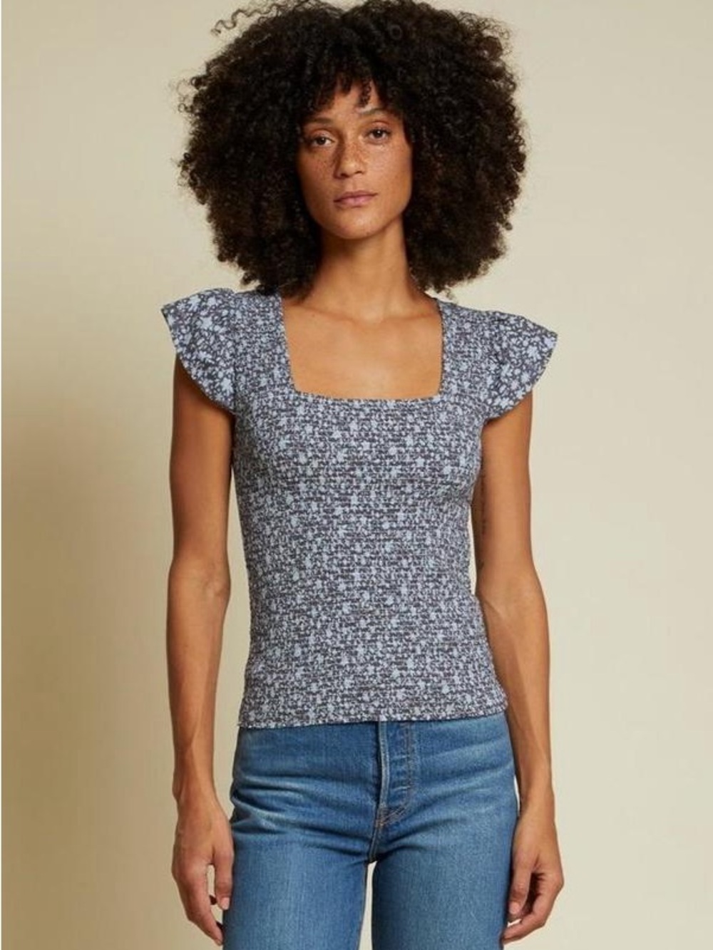 Nation LTD Alicia Smocked Ruffle Tank Petite Fleur Small